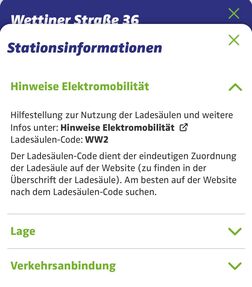 Bild aus der teilAuto-App mit den Stationsinformationen