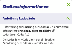 Bild aus der teilAuto-App mit den Stationsinformationen