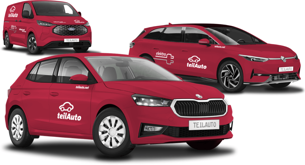 Darstellung von drei roten Fahrzeugen von teilAuto